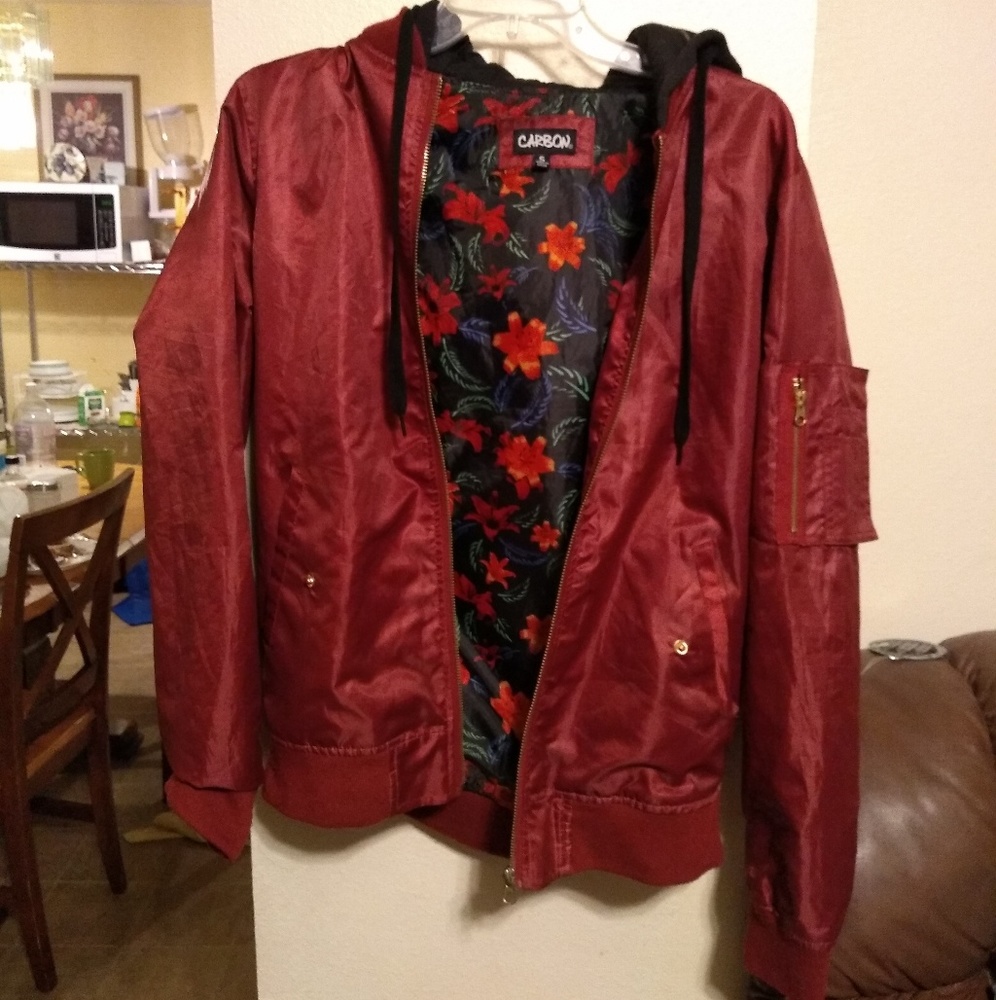 Red bomber hoodie